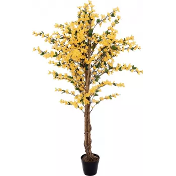 EUROPALMS albero di forsizia artificiale con 3 tronchi, giallo, 150cm 82507102