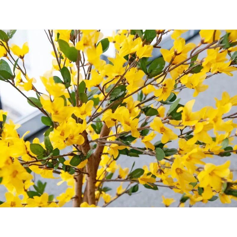 EUROPALMS albero di forsizia artificiale con 3 tronchi, giallo, 150cm 82507102