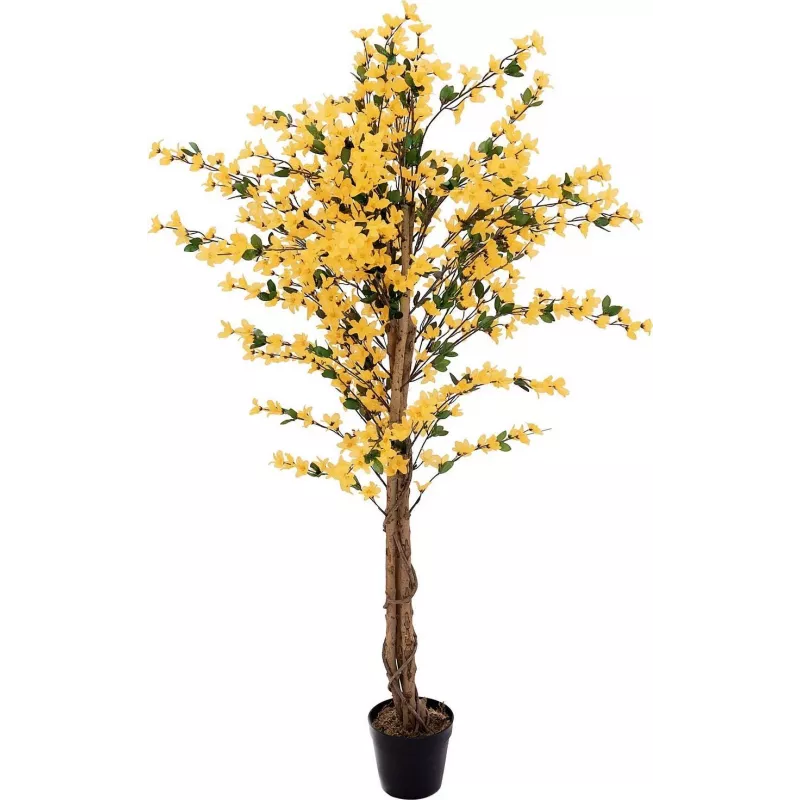 EUROPALMS albero di forsizia artificiale con 3 tronchi, giallo, 150cm 82507102