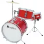 DIMAVERY batteria per bambini rossa set acustico 5 pezzi con piatti, sgabello e bacchette