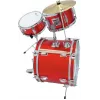 DIMAVERY batteria per bambini rossa set acustico 5 pezzi con piatti, sgabello e bacchette