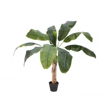 EUROPALMS pianta di banano artificiale, 100cm, foglie verdi, vaso nero 82509503