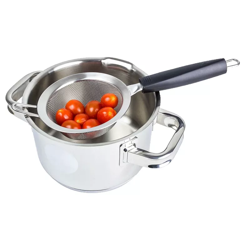 LURCH TANGO Colino da cucina 9,5 cm, nero/argento, colino fine in acciaio inox con manico in plastica 230240