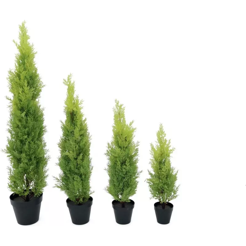 EUROPALMS Cipresso di Leyland pianta artificiale, 120 cm, fogliame verde, vaso nero 82606964