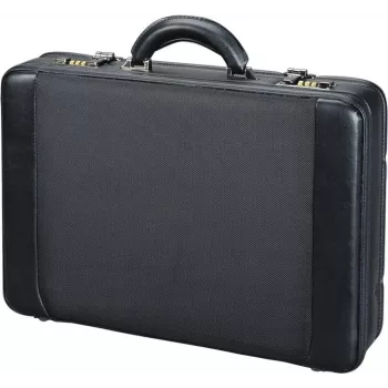 JÜSCHA ALASSIO Borsa portadocumenti per laptop con custodia laptop rimovibile, espandibile, lucchetti a combinazione, nero nylon/pelle sintetica (45039)