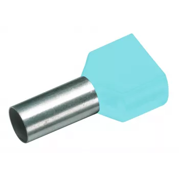 Cimco 187701 Puntalino doppio, 0,34 mm², parzialmente isolato, turchese, 100 pezzi