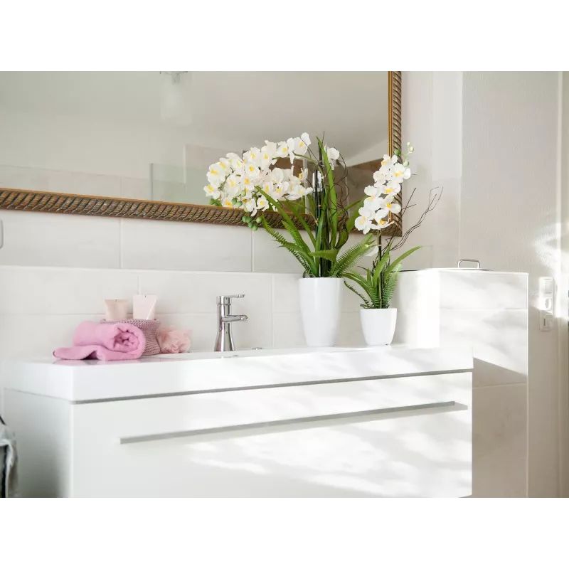 EUROPALMS Composizione di orchidee artificiali 1, in vaso, bianco-rosa, 60 cm 82530346