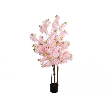 EUROPALMS Albero di ciliegio in fiore artificiale con 3 tronchi, rosa, 160cm 82507834