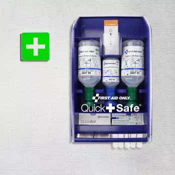 First Aid Only Quick+ Safe DIN EN 15154-4 Kit di primo soccorso, blu, montaggio a parete, plastica ABS, contenuto DIN 13157 P-44026 00