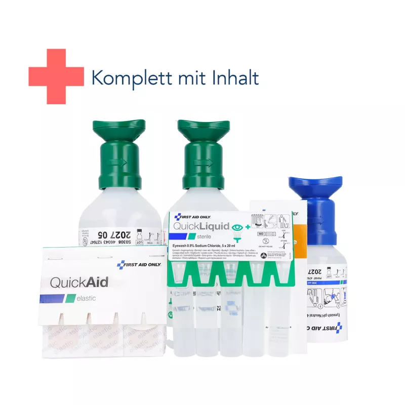 First Aid Only Quick+ Safe DIN EN 15154-4 Kit di primo soccorso, blu, montaggio a parete, plastica ABS, contenuto DIN 13157 P-44026 00