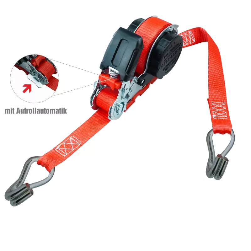 PETEX 43197112 Cinghia di ancoraggio a cricchetto 5 m x 25 mm, LC 350 daN Direct, EN 12195-2