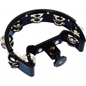 DIMAVERY tamburello semicircolare con supporto, 16 coppie di sonagli, nero 26056685