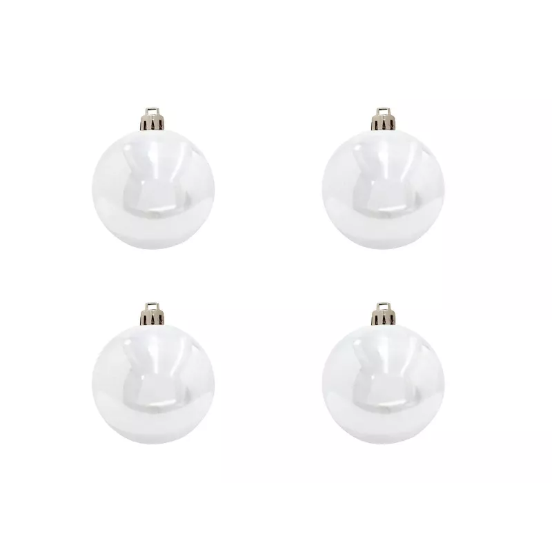 EUROPALMS set di sfere decorative 10 cm, bianco, 4 pezzi 83501264