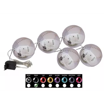 EUROPALMS Palla di neve LED 8 cm, nera, confezione da 5 (83501236)