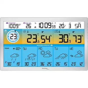 Technoline WD2500 Stazione meteo wireless con sensore esterno, controllo tramite app WLAN, supporta fino a 3 sensori, display a colori