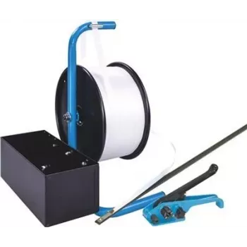 Banholzer&Wenz set reggia in poliestere 19 mm x 600 m con dispenser portatile e 1000 fermagli in acciaio (17051)