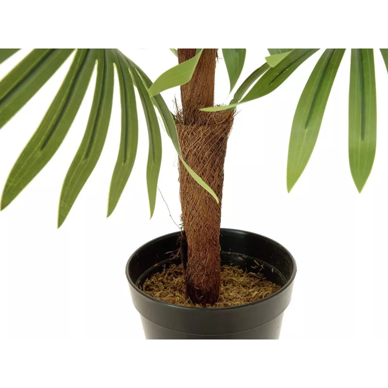 EUROPALMS Palma a ventaglio pianta artificiale, 88 cm, verde, vaso nero 82509301