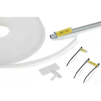 HellermannTyton HCR 12 Supporto per marcatori in PVC trasparente, 25 m x 13 mm, stampabile a trasferimento termico