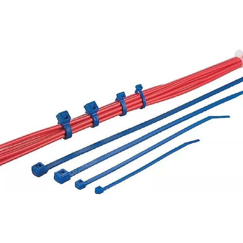 HellermannTyton T80L Fascette standard per cavi, 390 x 4,6 mm, PA66, blu, 100 pz. 116-05416