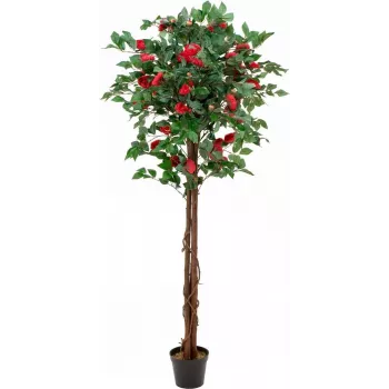 EUROPALMS Camelia rossa con vaso, pianta artificiale, 180 cm 82507226