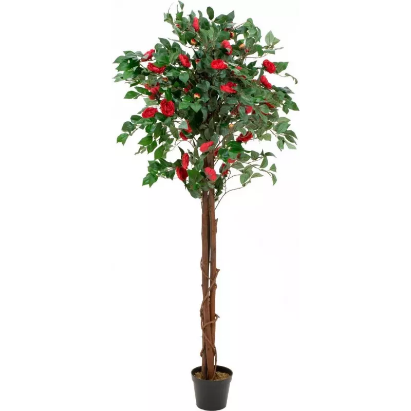 EUROPALMS Camelia rossa con vaso, pianta artificiale, 180 cm 82507226