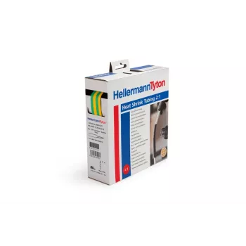 HellermannTyton guaina termorestringente in box giallo/verde 25,4 mm x 12,7 mm x 5 m - 300-32547 (HIS-PACK-25,4/12,7-GNY)