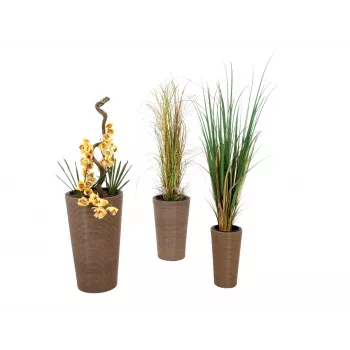 EUROPALMS India set di vasi decorativi, 3 dimensioni, effetto pietra grigia, interno/esterno 83011268