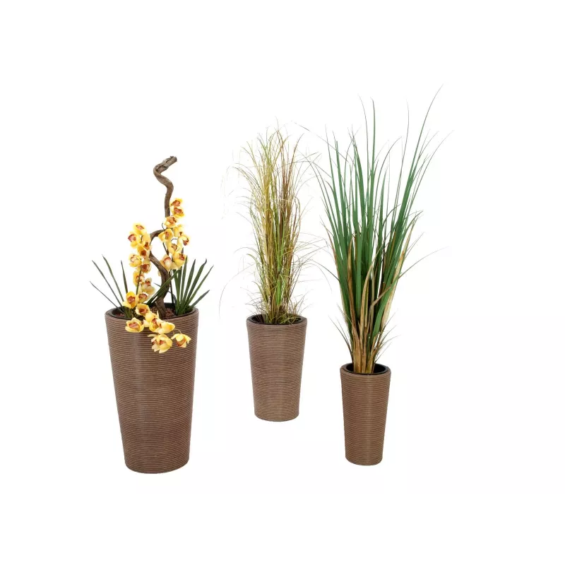 EUROPALMS India set di vasi decorativi, 3 dimensioni, effetto pietra grigia, interno/esterno 83011268