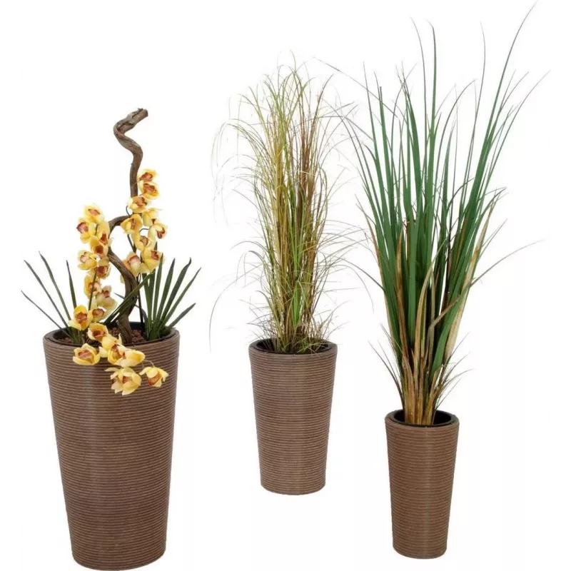 EUROPALMS India set di vasi decorativi, 3 dimensioni, effetto pietra grigia, interno/esterno 83011268