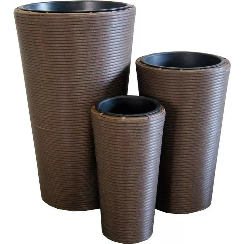 EUROPALMS India set di vasi decorativi, 3 dimensioni, effetto pietra grigia, interno/esterno 83011268