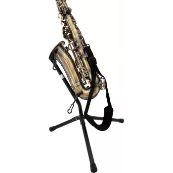 DIMAVERY cinturino per sassofono, tessuto in nylon regolabile, gancio girevole in metallo, nero 26600436