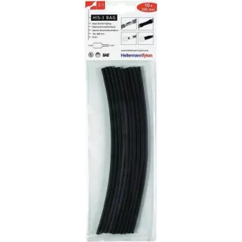 HellermannTyton HIS-3 set di guaine termorestringenti, 3:1, nero, 100 pezzi 308-30310