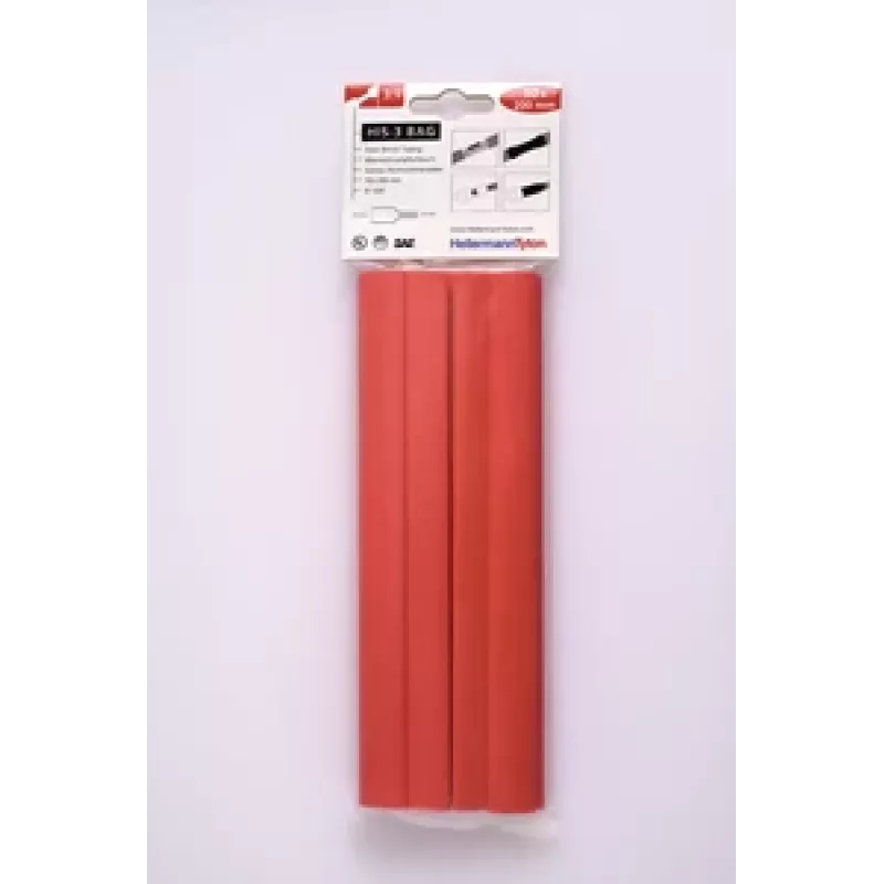 HELLERMANNTYTON HIS-3 set di guaine termorestringenti, 3:1, 12 mm / 4 mm, rosso 308-31211