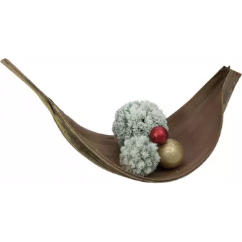 EUROPALMS sfera di pino floccata decorativa, 15 cm, verde con finitura neve bianca 83500303