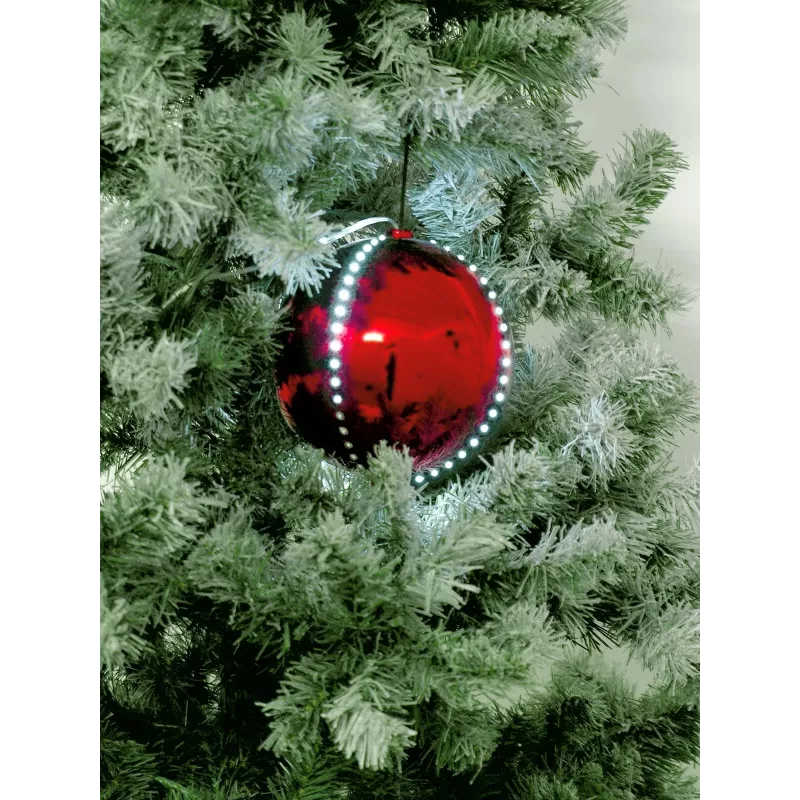 EUROPALMS palla di neve LED 15 cm, rosso 83501243