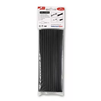 HellermannTyton HIS-3 set di guaine termorestringenti, 3:1, nero, 12 mm / 4 mm 308-31210
