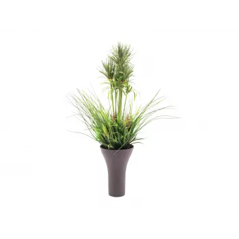 EUROPALMS composizione di erba artificiale, 90 cm, verde, in vaso nero 82600137