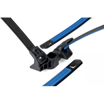 HellermannTyton fascetta di fissaggio in 2 pezzi per fasci da 5,0-6,0 mm, montaggio ad albero di Natale, PA66, nero, lunghezza 40 mm 156-04098