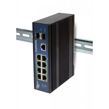 ALLNET ALL-SGI8010PDM switch industriale managed Layer2+ 10 porte Gigabit PoE, 7x PoE+ 2x SFP 1x PD, senza ventola IP40