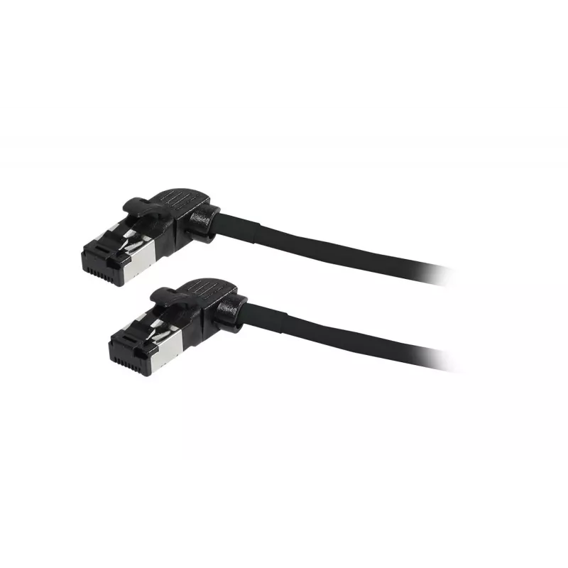 SYNERGY21 S218115 CAT6A S/FTP Cavo patch slim, RJ45, 2m, nero, 500MHz, LSZH, connettore rotante