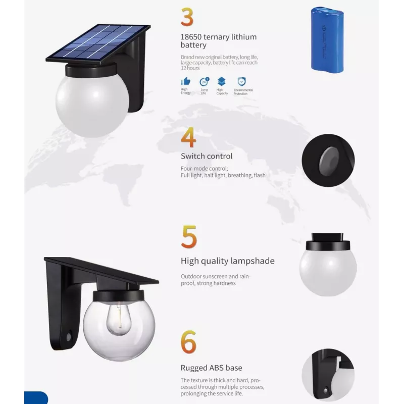 SYNERGY21 S21-LED-0250250 Lampada da parete solare sfera trasparente