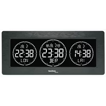 Technoline Sveglia da tavolo digitale con indicazione temperatura, data, funzione snooze - nero