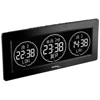 Technoline Sveglia da tavolo digitale con indicazione temperatura, data, funzione snooze - nero