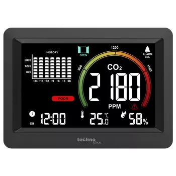 Technoline WL1028 Monitor CO2 monitor qualità dell'aria con allarme nero