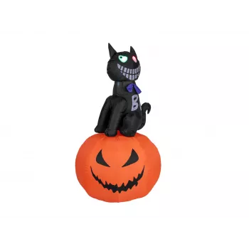 EUROPALMS Halloween Figura gonfiabile gatto con zucca, 183cm 83316152