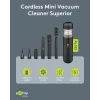 WENTRONIC Goobay Superior mini aspirapolvere a batteria, nero, 7 accessori, 3 spazzole, USB-C, 8000 Pa 77829