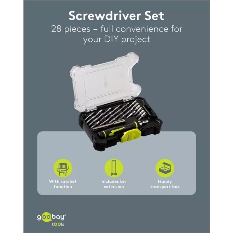 Goobay 77840 set di cacciaviti di precisione con set di 26 inserti