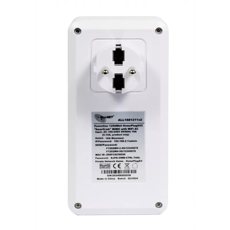 ALLNET Powerline 1200Mbit HomePlug AV2 SmartLink MIMO con Wi-Fi AC (ALL1681211v2)