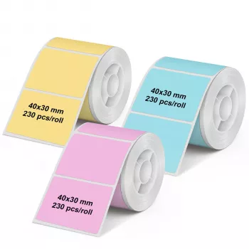 Olympia 6323 Etichette termiche universali dirette, 40 x 30 mm, carta, multicolore (rosa, blu, giallo), 3 rotoli