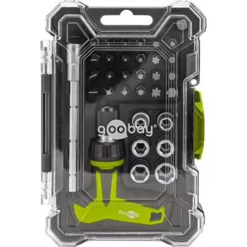 Goobay set cacciaviti con set di 30 bit – set di utensili di precisione per avvitare, montaggio e riparazione elettronica (77841)